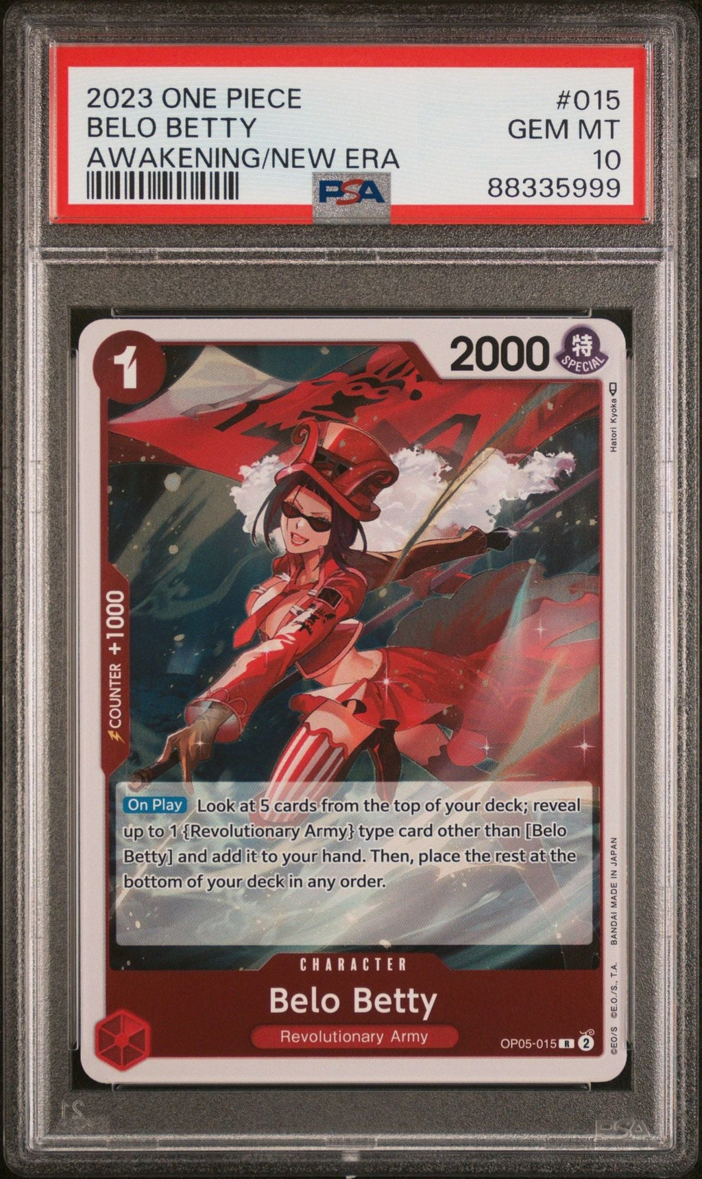 Graded 2023 One Piece Belo Betty #015 Awakening of a New Era OP05 Trading Card Game PSA 10 Gem Mint