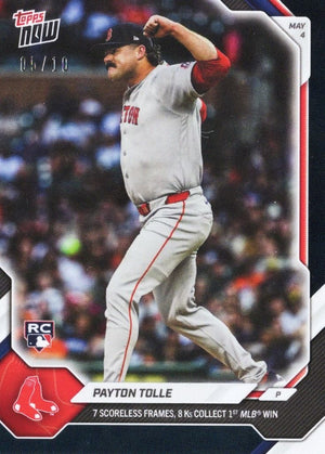 2026 Topps Now Payton Tolle #158 Black Foil /10 7 Scoreless Frames, 8Ks Collect 1st MLB Win Boston Red Sox Rookie RC Baseball Card