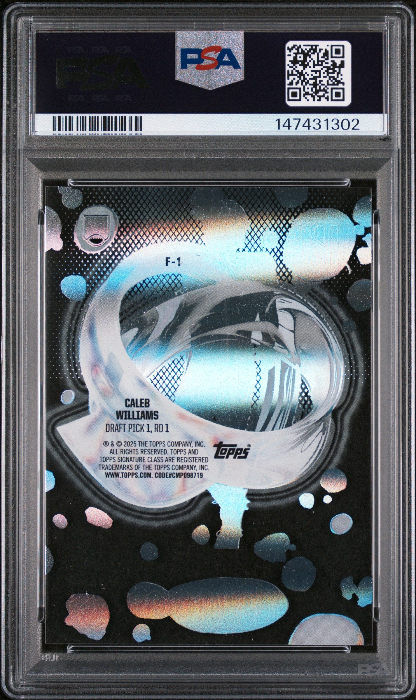 Graded 2024 Topps Signature Class Caleb Williams #F1 Fluidity Rookie RC Football Card PSA 10 Gem Mint