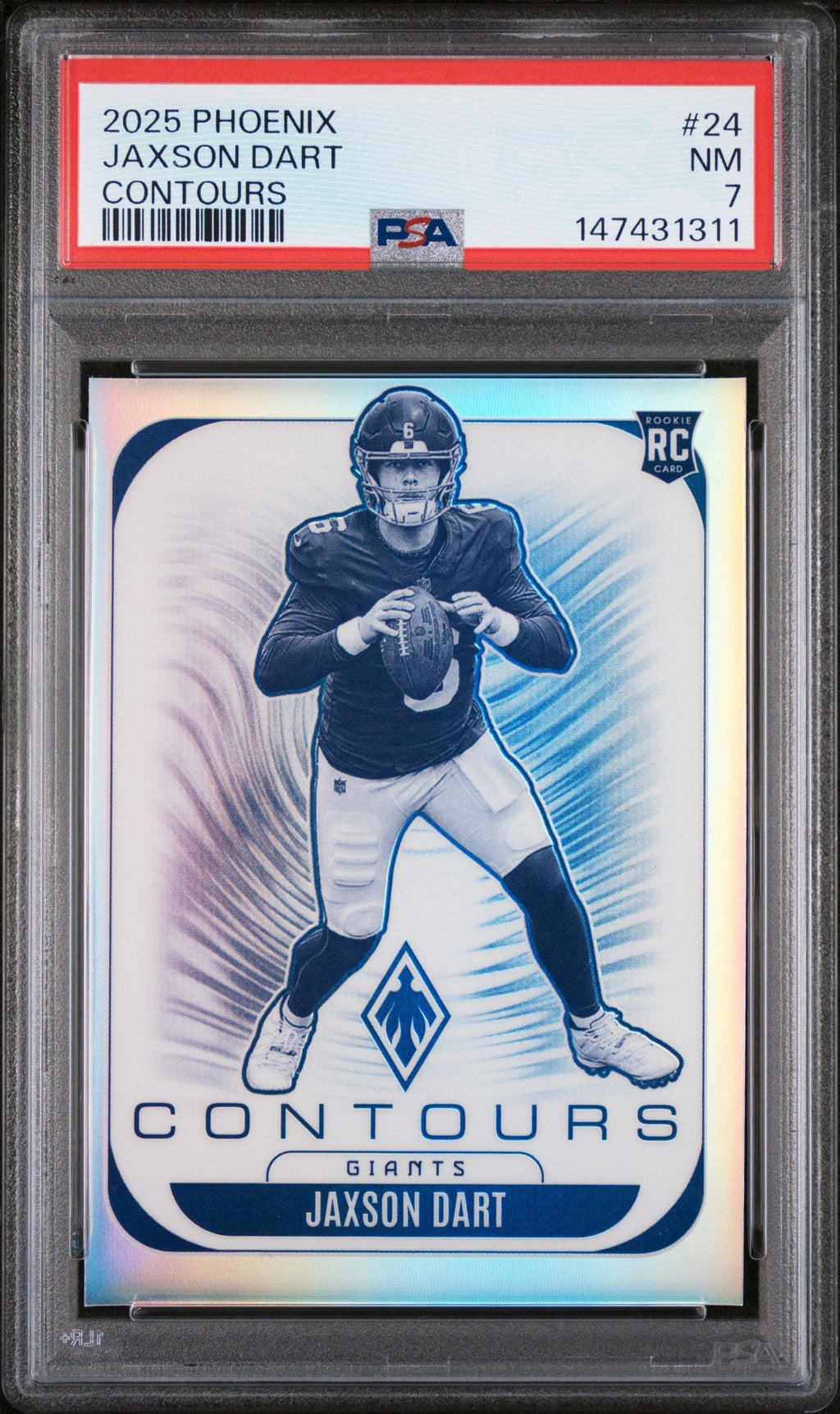 Graded 2025 Panini Phoenix Jaxson Dart #24 Contours Rookie RC Football Card PSA 7 Near Mint