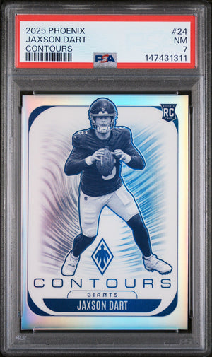 Graded 2025 Panini Phoenix Jaxson Dart #24 Contours Rookie RC Football Card PSA 7 Near Mint