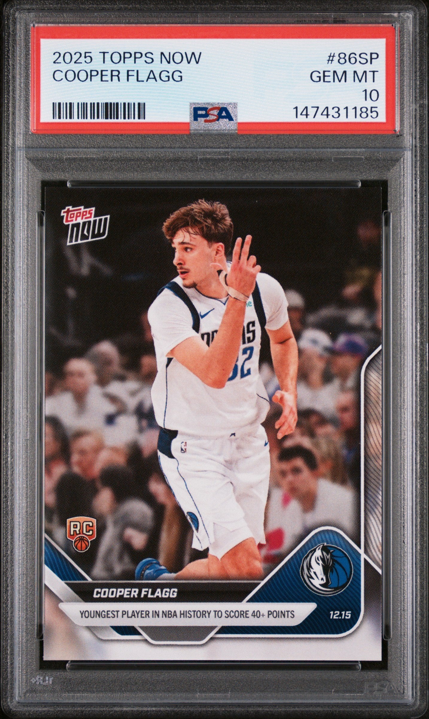 Graded 2025 Topps Now Cooper Flagg #86SP Rookie RC Basketball Card PSA 10 Gem Mint