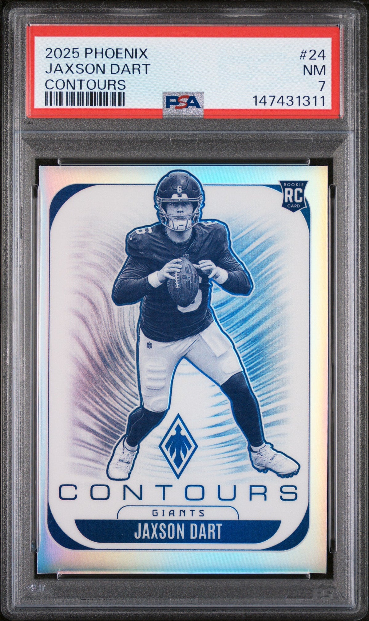 Graded 2025 Panini Phoenix Jaxson Dart #24 Contours Rookie RC Football Card PSA 7 Near Mint