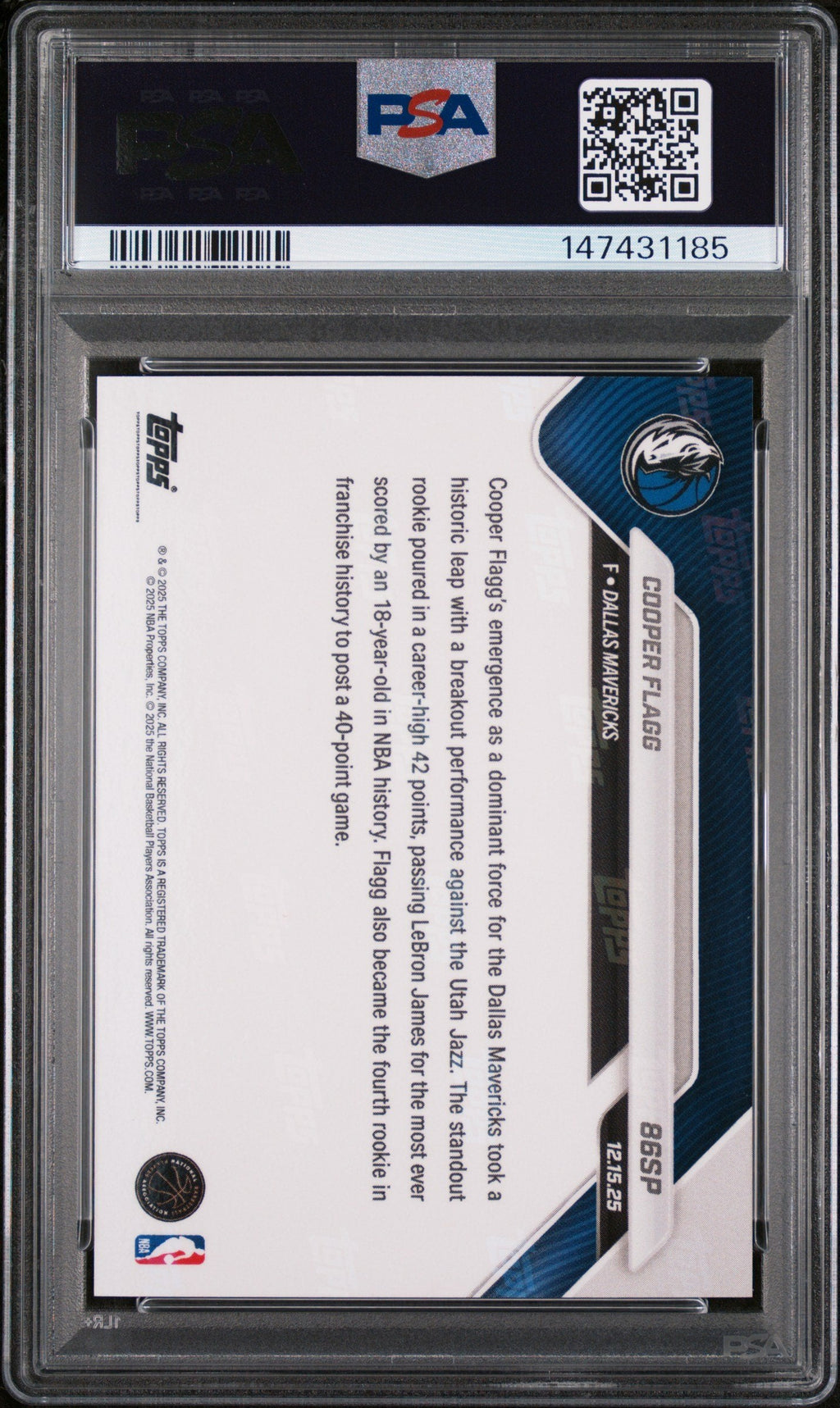 Graded 2025 Topps Now Cooper Flagg #86SP Rookie RC Basketball Card PSA 10 Gem Mint