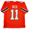 Autographed/Signed Carson Beck Miami Orange College Football Jersey Beckett BAS COA
