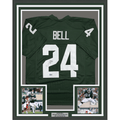 Framed Autographed/Signed Le'Veon LeVeon Bell 35x39 Michigan State Green College Football Jersey Beckett BAS COA