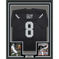Framed Autographed/Signed Ray Guy HOF 14 35x39 Oakland Las Vegas Black Football Jersey JSA COA