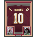 Framed Autographed/Signed Derrick Brooks 35x39 Florida State FSU Maroon College Football Jersey Beckett BAS COA