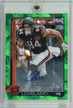 2025 Topps Chrome Colston Loveland #RACL Green Geometric Auto 99/99 Rookie RC Football Card