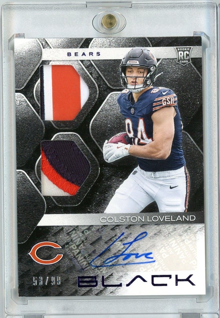 2025 Panini Black Colston Loveland #RSMCLD Purple RPA Auto /99 Rookie RC Football Card