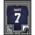 Framed Autographed/Signed John Huarte 35x39 HT 64 Notre Dame Blue College Football Jersey JSA COA