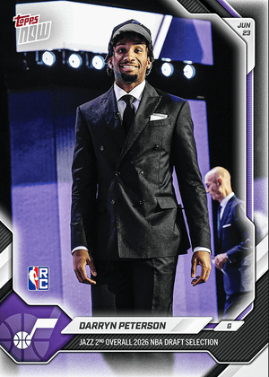 2026 Topps Now Darryn Peterson #DPET Jazz 2nd Overall 2026 NBA Draft Selection Utah Jazz Rookie RC Basketball Card