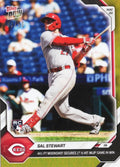 2026 Topps Now Sal Stewart #224 Gold Foil /50 441 Foot Moonshot Secures 1st 4 Hit MLB Game in Win Cincinnati Reds Rookie RC Baseball Card