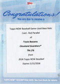 2026 Topps Now Travis Bazzana #176 Red Relic Redemption /5 Top Prospect's 1st Home Run Caps Off Memorable Night Cleveland Guardians Rookie RC Baseball Card