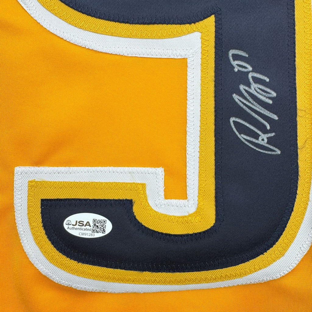 Autographed/Signed Roman Josi Nashville Yellow Hockey Jersey JSA COA