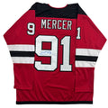 Autographed/Signed Dawson Mercer New Jersey NJ Red Hockey Jersey JSA COA