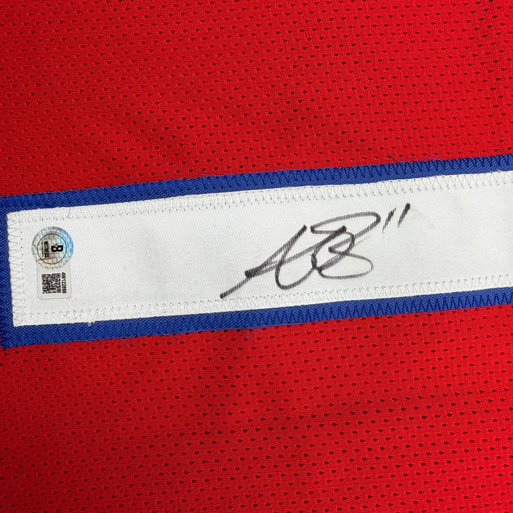 Autographed/Signed AJ A.J. Brown New England Red Football Jersey Beckett BAS COA