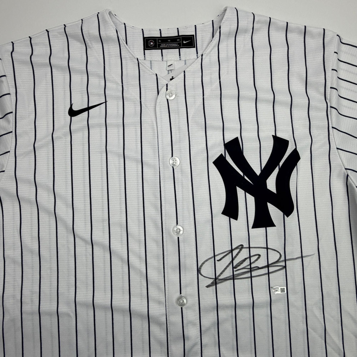 Autographed/Signed Jasson Dominguez New York Yankees Pinstripe Authentic Baseball Jersey Fanatics & MLB COA