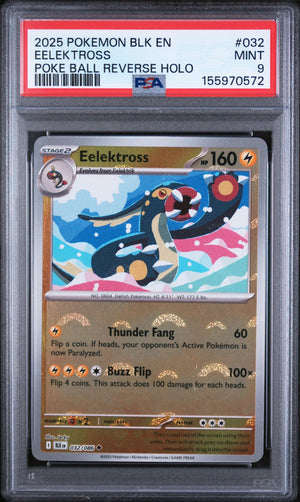 Graded 2025 Pokemon Blk En-Black Bolt Eelektross #032 Trading Card Game PSA 9 Mint