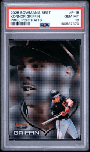 Graded 2025 Topps Bowmans Best Konnor Griffin #P15 Pixel Portraits Rookie RC Baseball Card PSA 10 Gem Mint