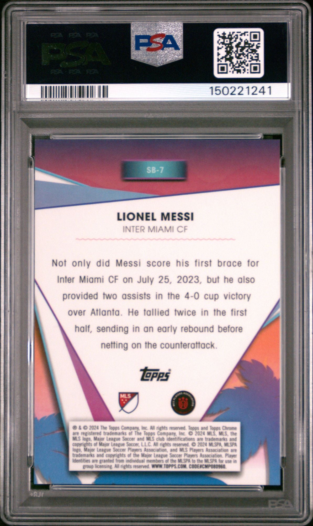 Graded 2024 Topps Chrome MLS Lionel Messi #SB7 South Beach Superstar Soccer Card PSA 10 Gem Mint
