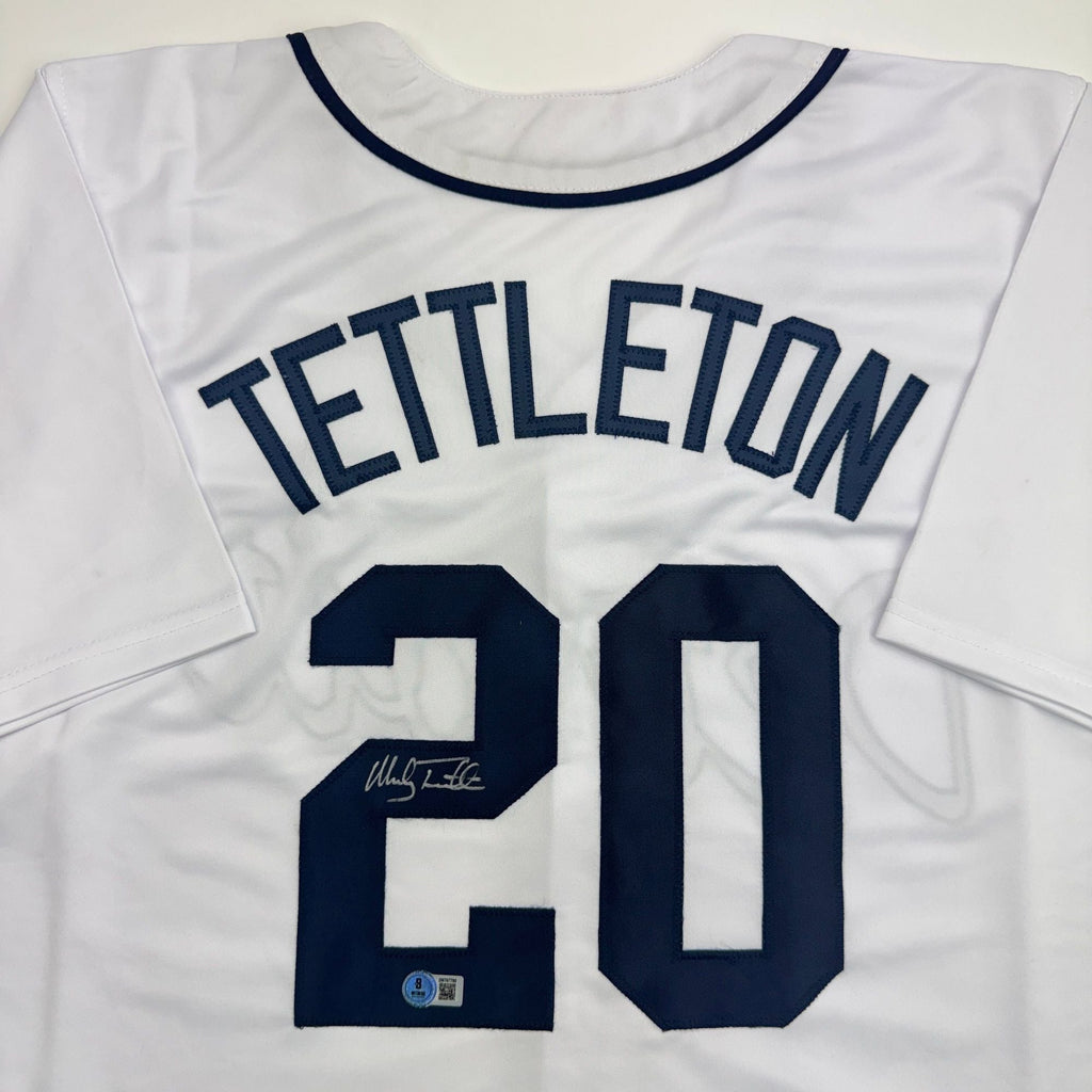 Autographed/Signed Mickey Tettleton Detroit White Baseball Jersey Beckett BAS COA