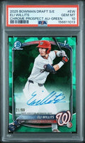 Graded 2025 Bowman Draft Sapphire Eli Willits #EW Chrome Prospect Green Auto /99 Rookie RC Baseball Card PSA 10 Gem Mint