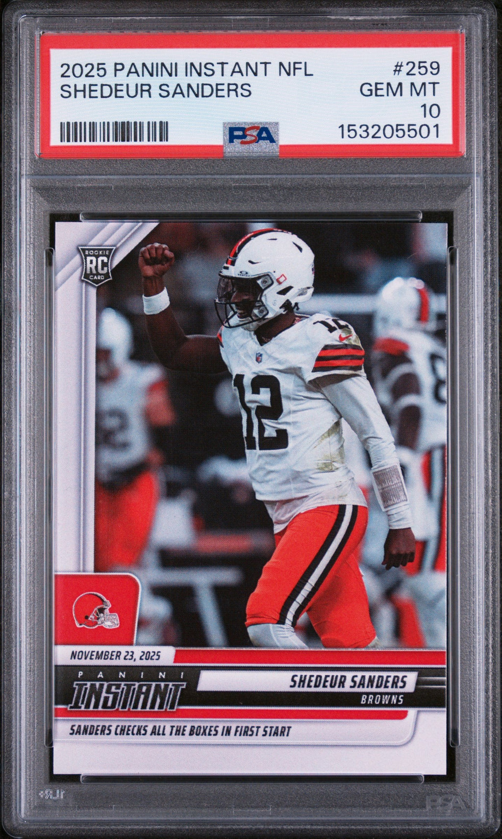 Graded 2025 Panini Instant Shedeur Sanders #259 Rookie RC Football Card PSA 10 Gem Mint