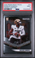 Graded 2025 Panini Prizm Draft Picks Shedeur Sanders #18 Trophy Hunting Rookie RC Football Card PSA 9 Mint