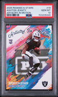 Graded 2025 Panini Rookies & Stars Ashton Jeanty #10 Artistry in Motion Rookie RC Football Card PSA 10 Gem Mint