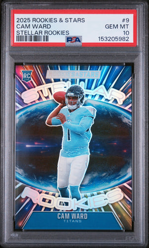 Graded 2025 Panini Rookies & Stars Cam Ward #9 Stellar Rookies Rookie RC Football Card PSA 10 Gem Mint