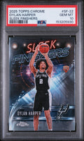 Graded 2025 Topps Chrome Dylan Harper #SF-22 Sleek Finishers Rookie RC Basketball Card PSA 10 Gem Mint