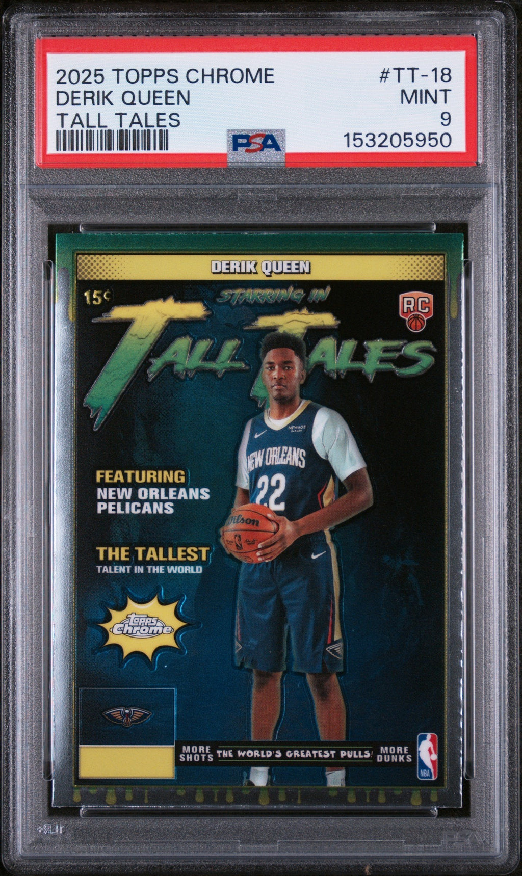 Graded 2025 Topps Chrome Derik Queen #TT-18 Tall Tales Rookie RC Basketball Card PSA 9 Mint