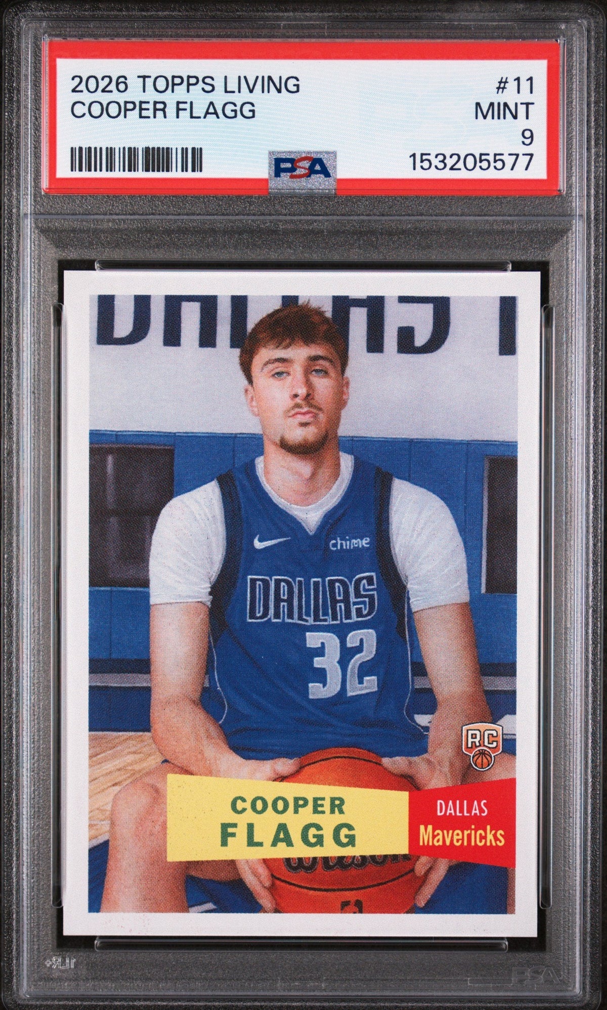 Graded 2025-26 Topps Living Cooper Flagg #11 Rookie RC Basketball Card PSA 9 Mint