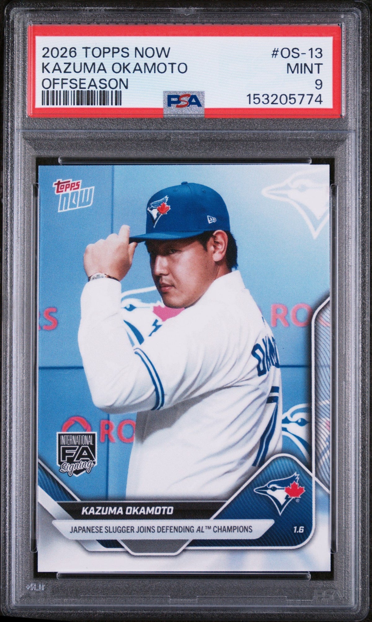 Graded 2026 Topps Now Kazuma Okamoto #OS-13 Rookie RC Baseball Card PSA 9 Mint