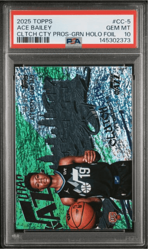 Graded 2025 Topps Ace Bailey #CC5 Clutch City Prospects Green Holo Foil /99 Rookie RC Basketball Card PSA 10 Gem Mint