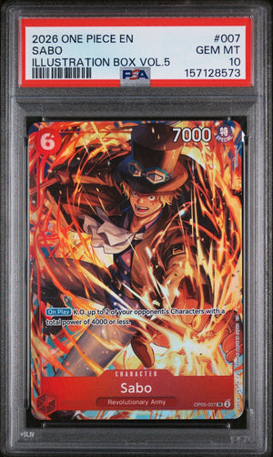 Graded 2026 One Piece Sabo #007 Trading Card Game PSA 10 Gem Mint