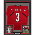 Framed Autographed/Signed Roquan Smith 35x39 Georgia Red College Football Jersey Beckett BAS COA