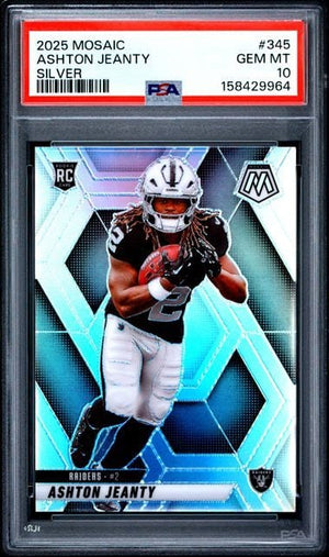 Graded 2025 Panini Mosaic Ashton Jeanty #345 Silver Rookie RC Football Card PSA 10 Gem Mint