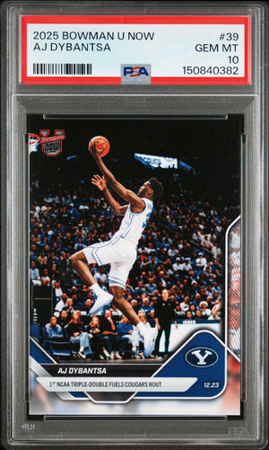 Graded 2025 Topps Bowman U Now AJ Dybantsa #39 Rookie RC Basketball Card PSA 10 Gem Mint