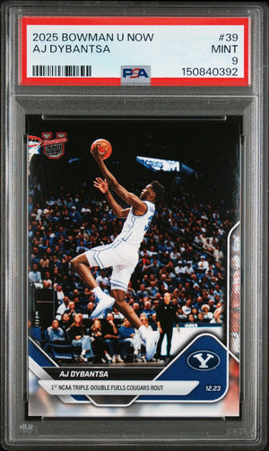 Graded 2025 Topps Bowman U Now AJ Dybantsa #39 Rookie RC Basketball Card PSA 9 Mint
