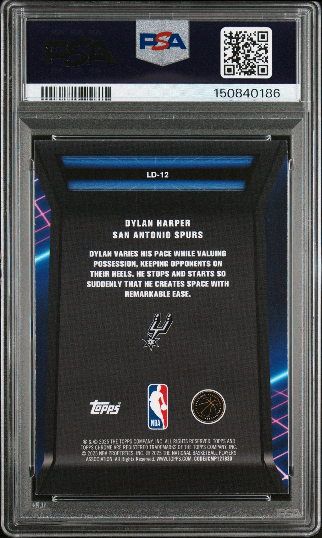 Graded 2025 Topps Chrome Dylan Harper #LD12 Loading  Rookie RC Basketball Card PSA 7 Near Mint