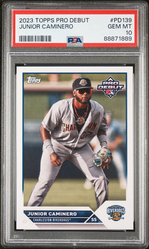 Graded 2023 Topps Pro Debut Junior Caminero #PD139 Rookie RC Baseball Card PSA 10 Gem Mint