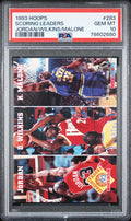 Graded 1993 NBA Hoops Michael Jordan #283 Scoring Leaders Wilkins Malone Basketball Card PSA 10 Gem Mint