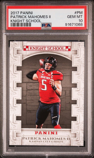 Graded 2017 Panini Patrick Mahomes #PM Knight School Rookie RC Football Card PSA 10 Gem Mint