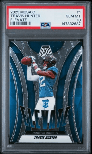 Graded 2025 Panini Mosaic Travis Hunter #1 Elevate Rookie RC Football Card PSA 10 Gem Mint