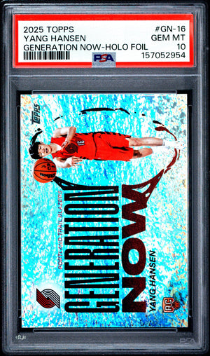 Graded 2025 Topps Yang Hansen #GN-16 Generation Now Holo Foil Rookie RC Basketball Card PSA 10 Gem Mint