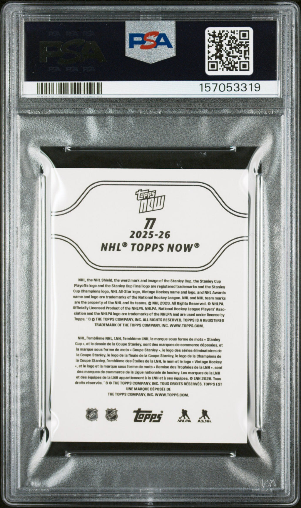 Graded 2025 Topps Now Matthew Schaefer #77 Rookie RC Hockey Card PSA 9 Mint