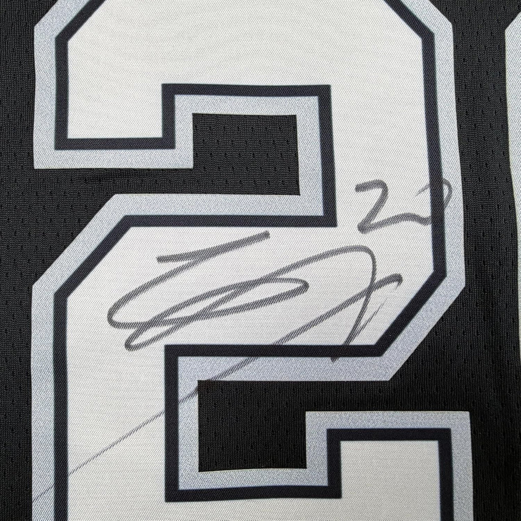 Framed Autographed/Signed Manu Ginobili 35x39 San Antonio Spurs Black Authentic Basketball Jersey JSA COA
