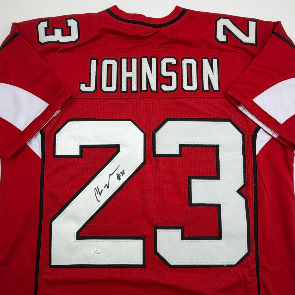 Autographed/Signed Chris Johnson Arizona Red Football Jersey JSA COA
